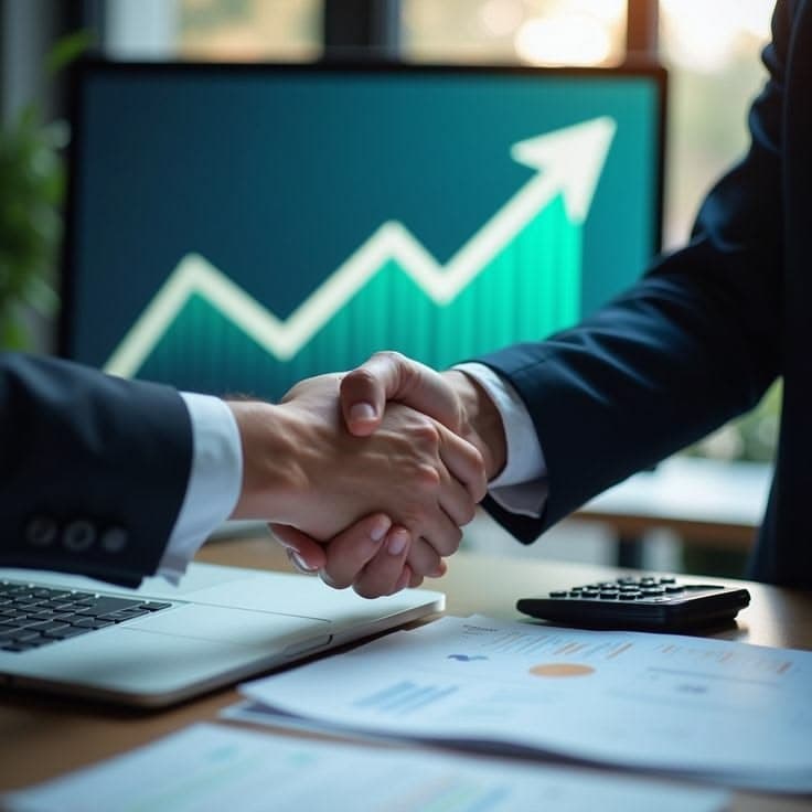 Ilustrasi konsultasi bisnis dengan grafik pertumbuhan