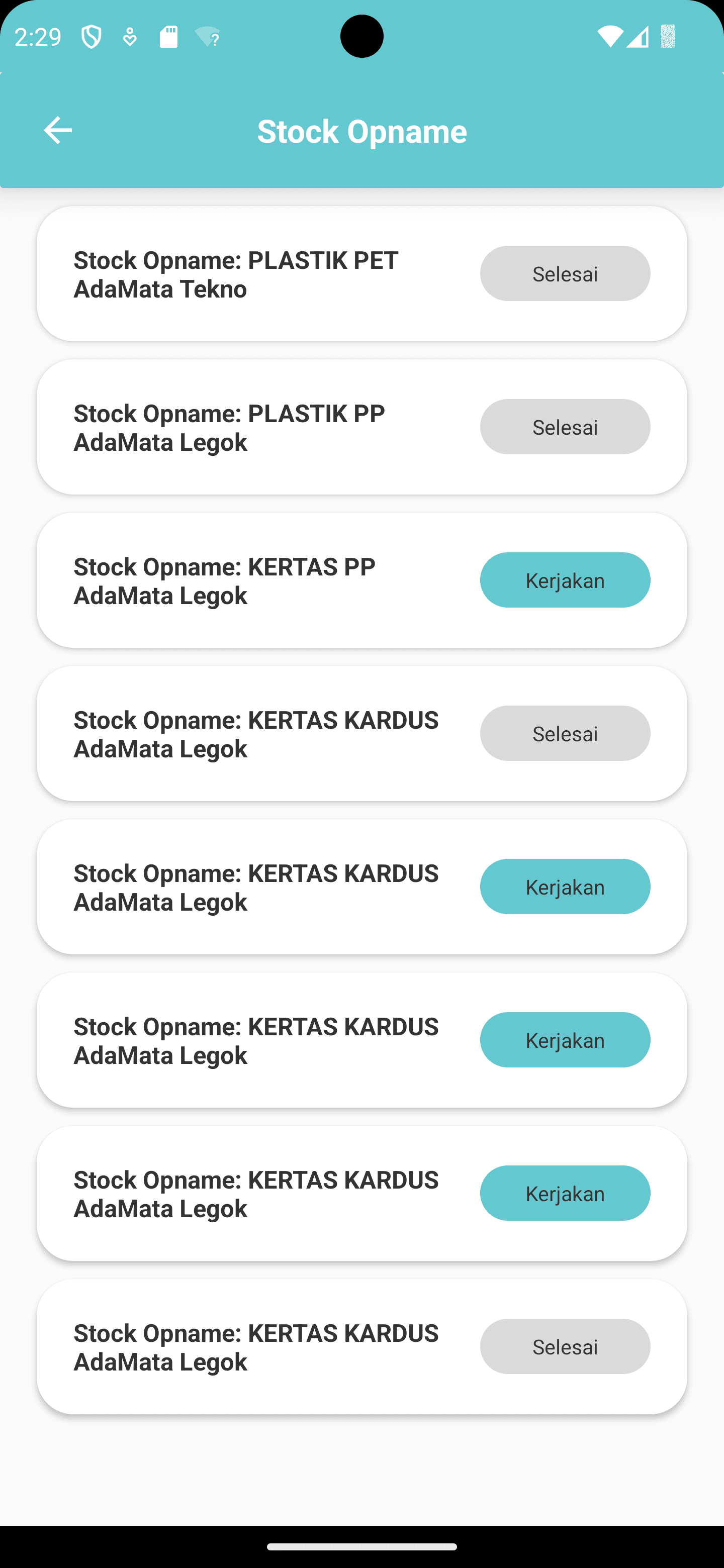 Stock Opname screen