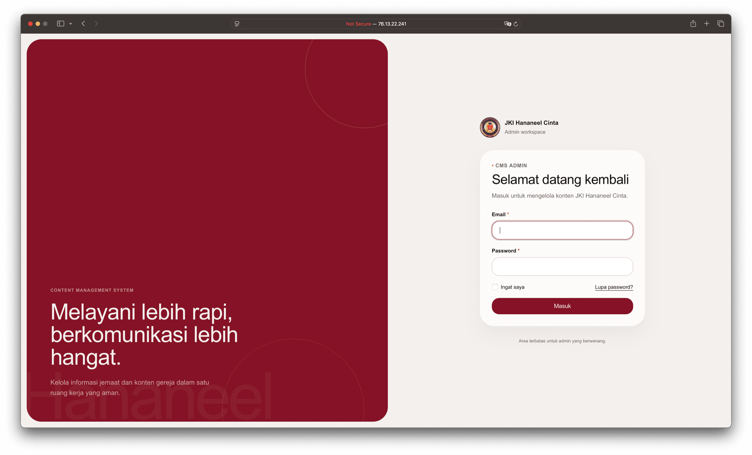 Admin Login screenshot