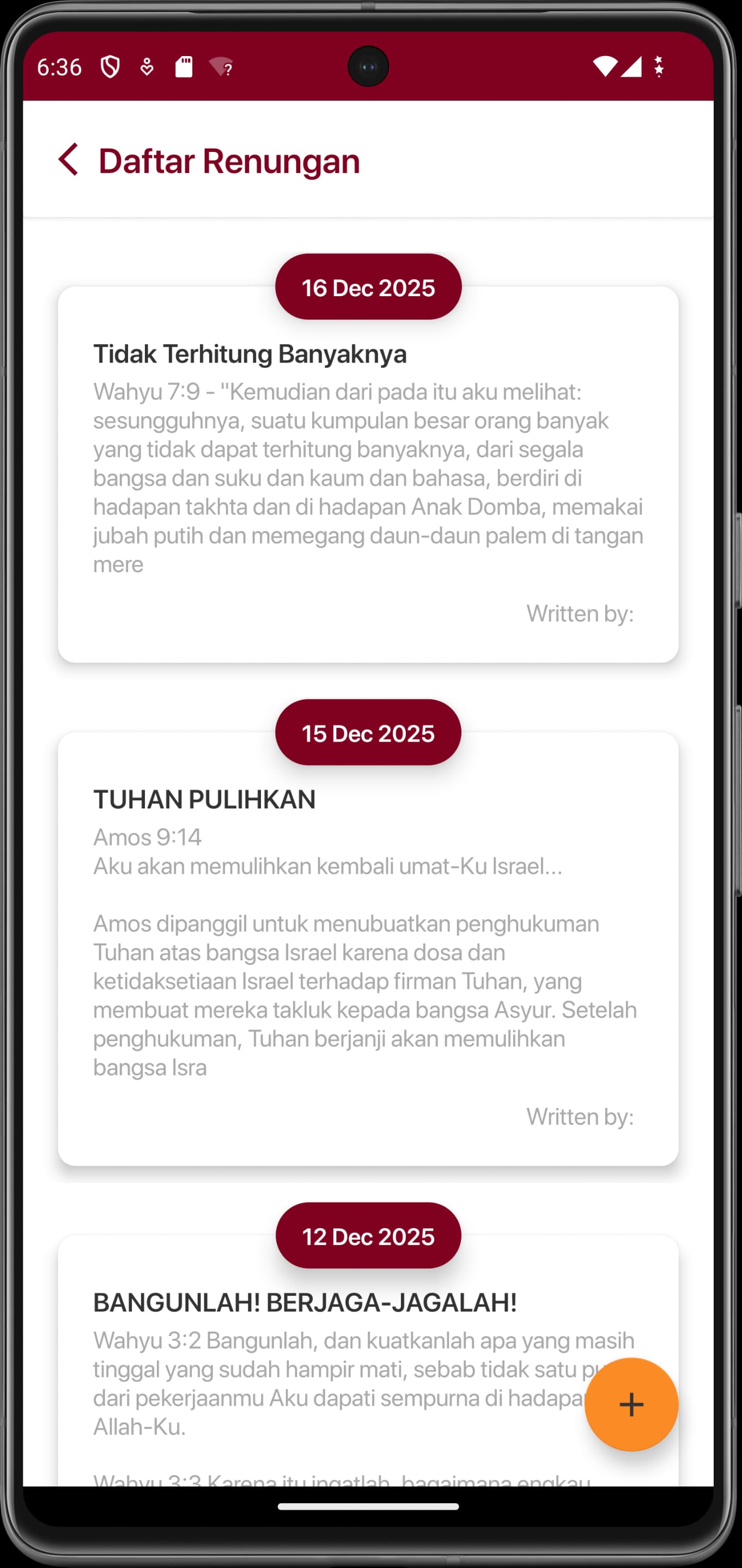 Daftar Renungan screen