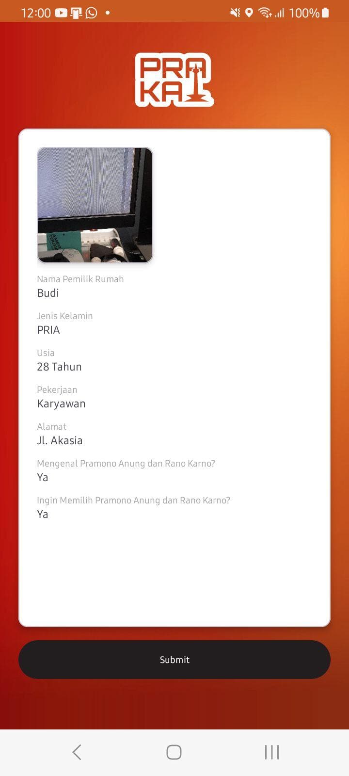 Data Review screen