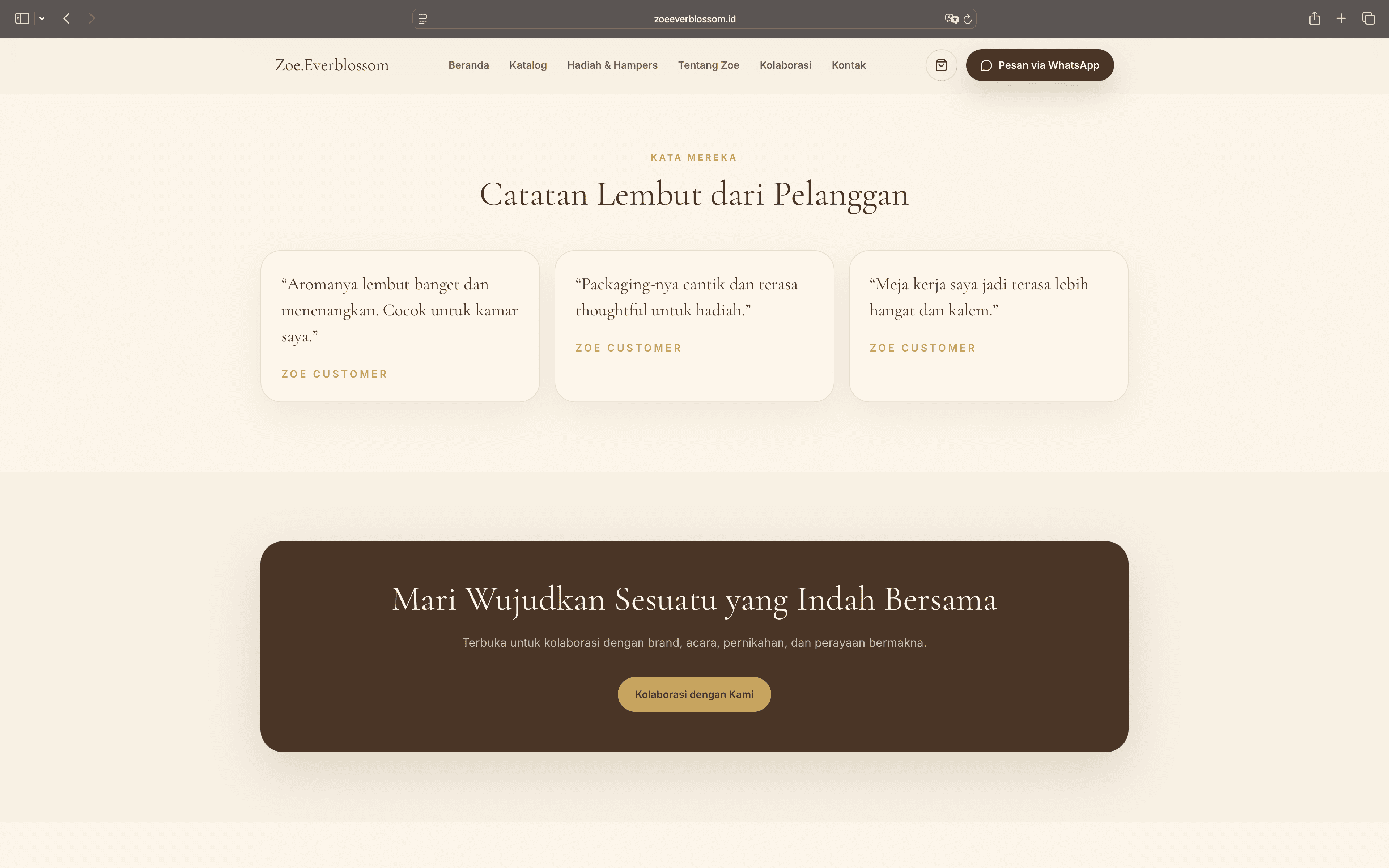Testimoni & CTA screenshot